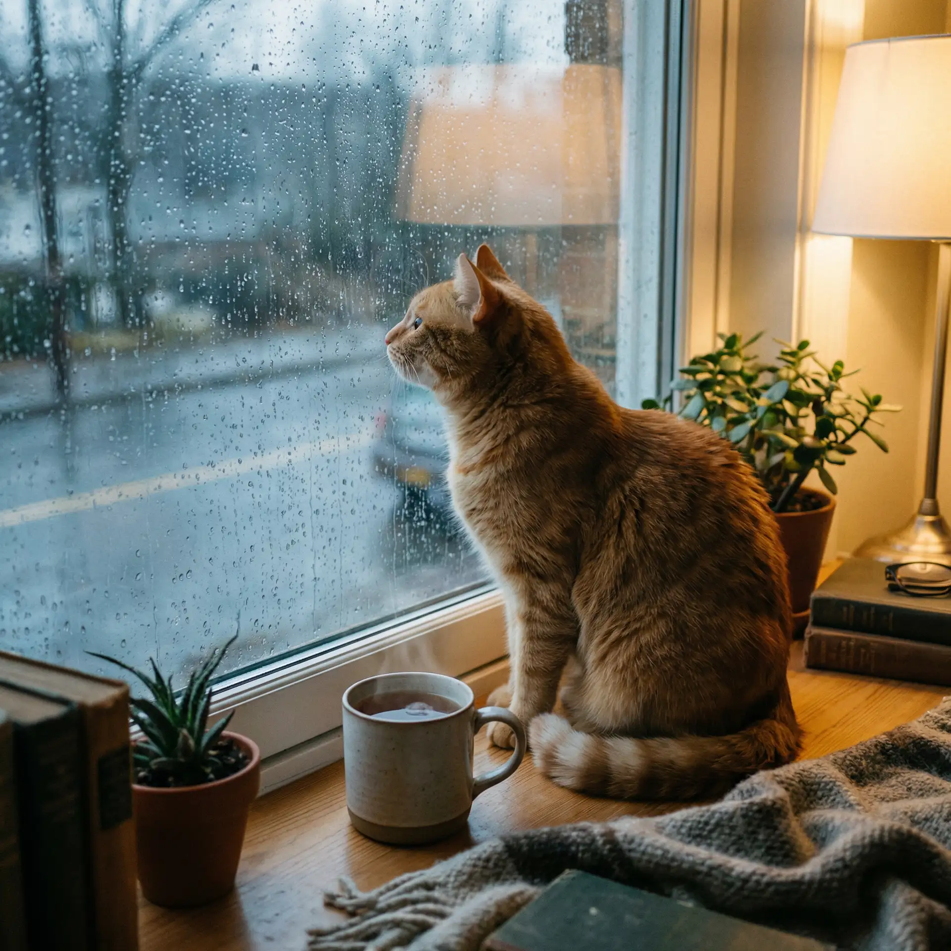 猫咪望着窗外的雨 - 少妇喷水